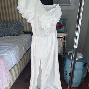 One Shoulder White Maxi Dress